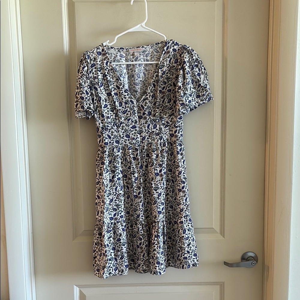 Knox Rose Blue and White Puff Sleeve Mini Sundress